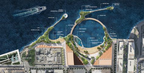 Bjarke Ingels-Designed Williamsburg Waterfront Development Includes Two Towers, Public Beach | Brownstoner Masterplan Landscape, Waterfront Design, Waterfront Development, Brooklyn Park, Standard Hotel, Bjarke Ingels, Extreme Weather Events, Army Corps Of Engineers, Sea Level Rise