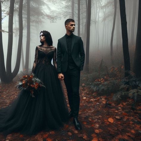 Dark Wedding Photography, Gothic Couple, Witchy Wedding, Dark Romantic Wedding, Gothic Wedding Theme, Dark Wedding Theme, Goth Wedding, Wedding Picture Poses, Dark Wedding