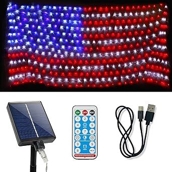 Net Lights, Memorial Day, Independence Day, American Flag, 4th Of July, Solar, Flag, Led