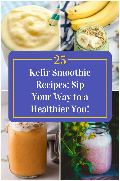 Collage of 4 kefir smoothie recipes. Keifer Recipes Smoothie, Kefir Smoothie Recipes, Uc Recipes, Kefir Smoothie, Recipes Smoothies, Kefir Recipes, Easy Foods, Keto Smoothie Recipes, Shake Recipes