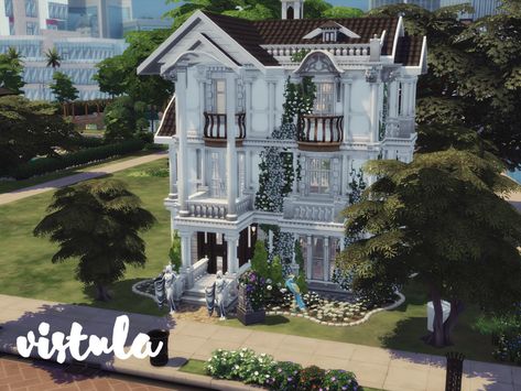 Sims 4 Victorian House No Cc, Sims 4 Lots No Cc, Sims 4 Victorian House, New Victorian Homes, Magnolia Promenade, Modern Wood House, Sims 4 Victorian, Cute House Ideas, Mods The Sims 4