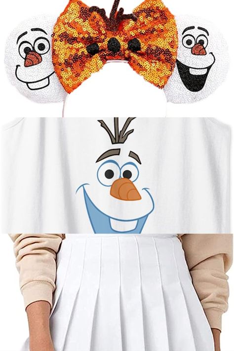 Some People are just Worth Melting for in this Olaf Disneybound. Skirt is SHORTS with POCKETS, Sequins ears, and fun Olaf Tank will keep you comfortable all day walking the parks Olaf Disneybound, Olaf Costume, Costume Birthday Party, Mouse Ears, Halloween Decoration, Birthday Party Supplies, Olaf, Shorts With Pockets, Hair Band