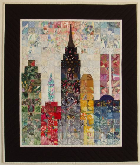 Watercolor Quilt, Landscape Art Quilts, Landscape Quilt, Charm Quilt, City Scape, Landscape Quilts, Picture Quilts, House Quilts, Nine Patch