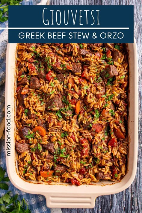 Lamb And Orzo Recipe, Giouvetsi Beef, Greek Casserole Recipes, Greek Main Dishes, Youvetsi Recipe, Lamb And Orzo, Greek Beef Recipes, Greek Stew, Greek Dinner Ideas