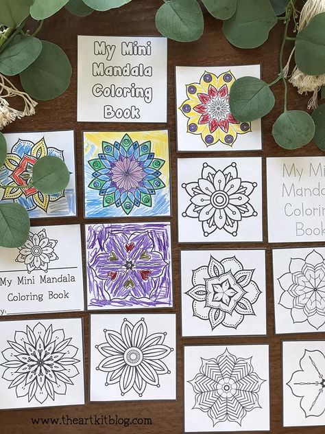 Free Printable Mini Coloring Books, Mini Coloring Pages Free Printable, Mini Coloring Book Free Printables, Mandala Printable Free, Mandala Coloring Pages Free Printable, Mini Coloring Pages, Colouring Art Therapy, Mindful Monday, Mandala Printable