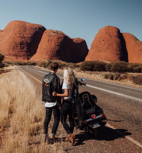 62.5k Likes, 443 Comments - JACK MORRIS (@doyoutravel) on Instagram: “Spent today cruisin' over to Kata Tjuta - I'm so stoked to finally be here in The Northern…” Lauren Bullen, Australian Desert, Bike Couple, Motorcycle Travel, Travel Australia, Northern Territory, Couple Photo, Oui Oui, Rock Formations