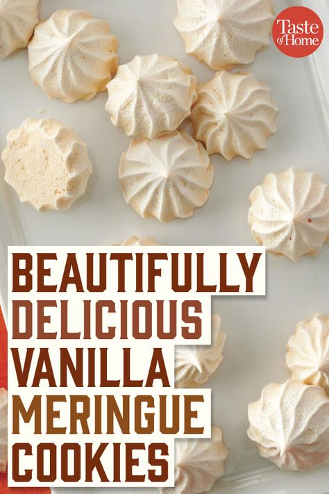 Mirangue Cookies, Easy Meringue Cookies, Vanilla Meringue Cookies, Vanilla Meringue, Easy Meringues, Meringue Cookie, How To Make Meringue, Meringue Cookie Recipe, Dessert Cookies