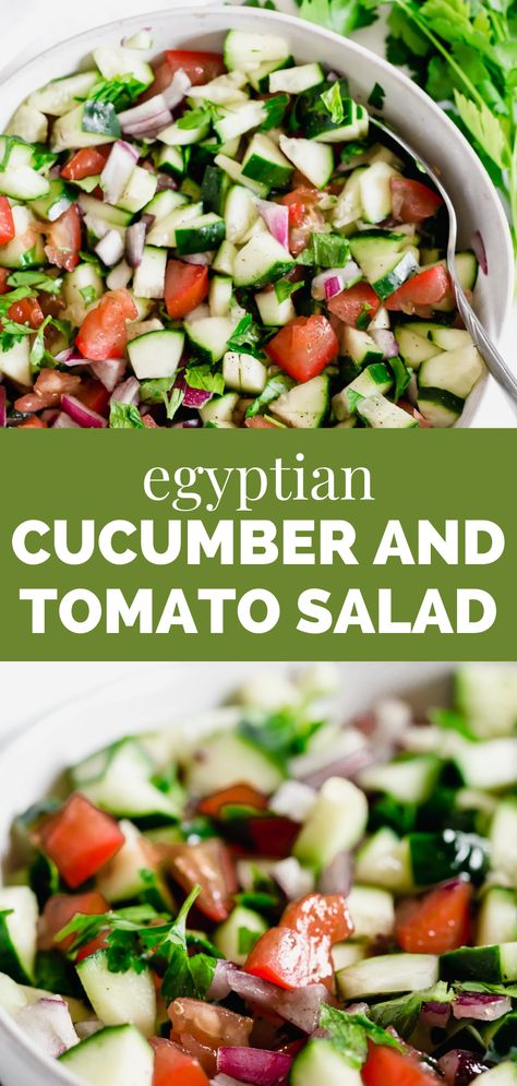 Cucumber And Tomato Salad, Cucumber And Tomato, Great Salad Recipes, Fresh Tomato Recipes, Salad Salad, Dinner Side, Egyptian Food, Salad Dishes, Salad Recipes For Dinner