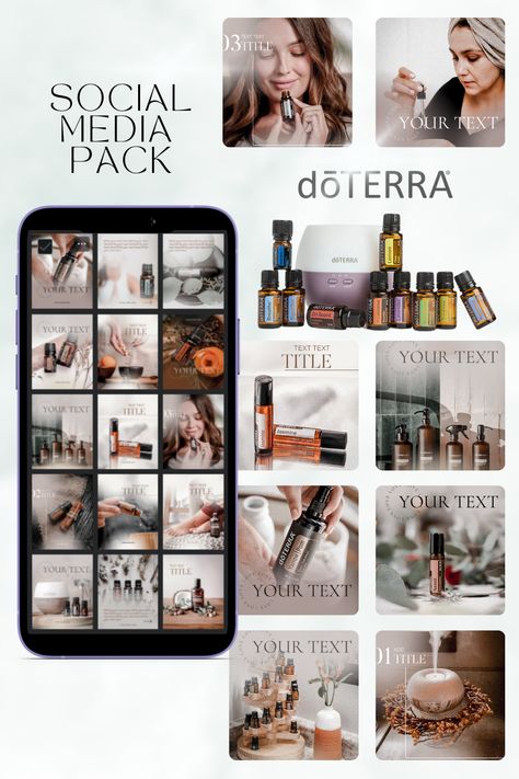 doTERRA social media Posts | doTERRA Canva Templates | doTERRA marketing | doTERRA business Branding Essentials, Wellness Branding, Love Yourself Text, Essential Oils Business, Doterra Business, Social Media Marketing Content, Social Media Pack, Instagram Branding, Business Essentials