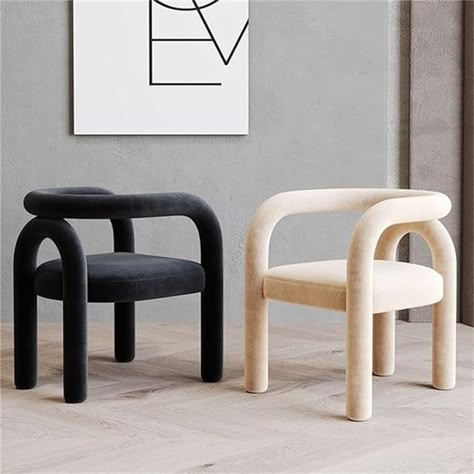 Amazon.com - LAKIQ Modern Fabric Metal Dining Chairs Armless Open Back Side Chair Kitchen Dining Room Chairs for Living Room Bedroom(Beige, Set of 4) - Chairs Italy Living Room, Chunky Furniture, Armchair Decor, Beige Dining Chair, Casual Bedroom, Circle Chair, Chairs Design, Nordic Living Room, Leisure Chair