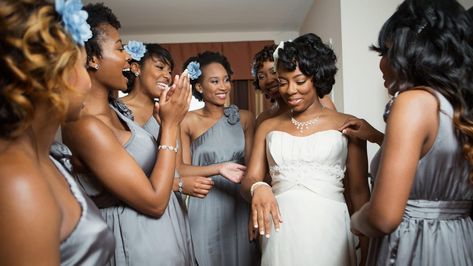 To celebrate the start of wedding season, The Root launched 'How We Do,' a two-week series centering Black love stories, commitment and nuptial style. Bridesmaid Tips, How Many Bridesmaids, Free Wedding Planning Checklist, Bridesmaid Funny, Body Image Issue, Wedding Expenses, Wedding Guest List, Weddings By Color, Best Wedding Hairstyles