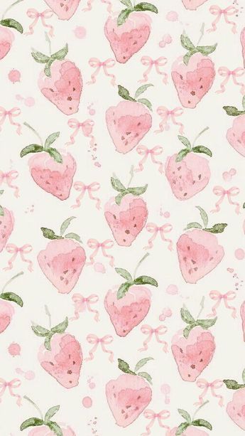 Strawberries Aesthetic, Spring Bows, Fruit Strawberry, Girly Coquette, Art Fruit, Bow Wallpaper, Coquette Pink, Wallpaper Nature, Bow Ribbon