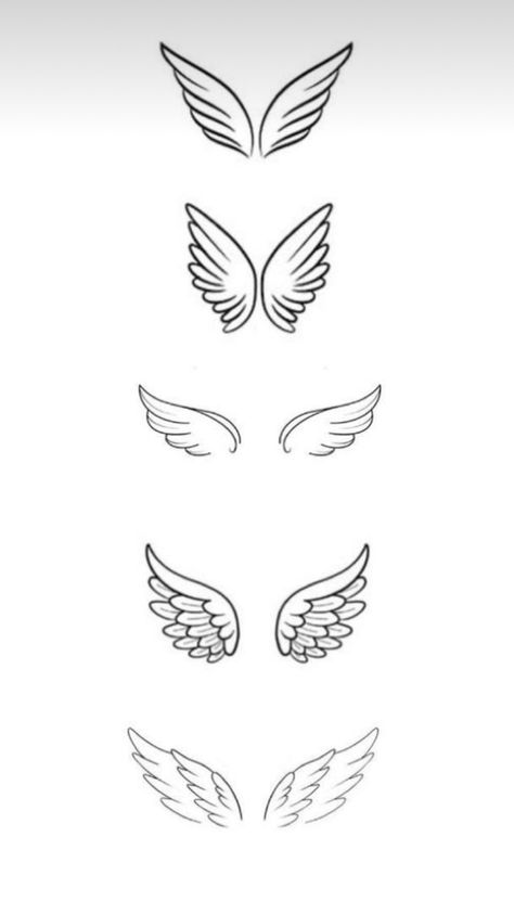 Simple Wings Drawing, Simple Angle Wings Tattoo, Mini Wings Tattoo, Simple Wings Tattoo, Tiny Wing Tattoo, Angel Wing Simple Tattoo, Angel Wings 444 Tattoo, Angel Wing Sketch, Minimalist Angel Tattoo Wings