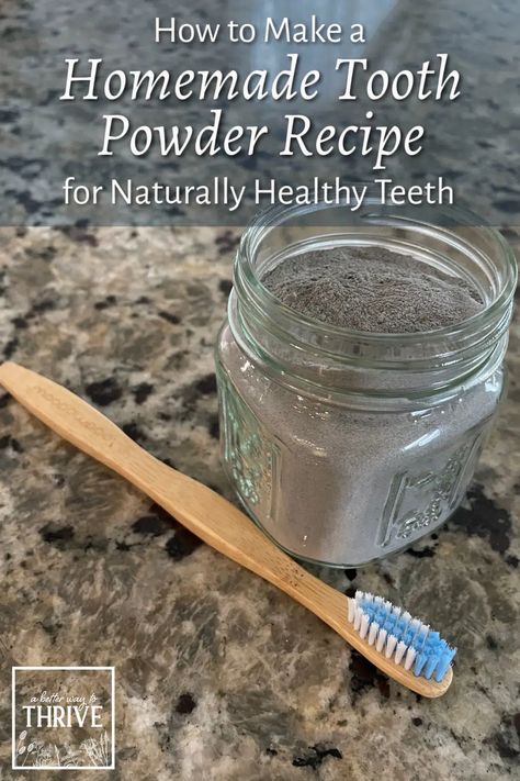 It's easy to have naturally healthy teeth with this quick & easy homemade tooth powder that uses herbs, essential oils, and other natural ingredients! If you're new to all-natural DIY projects, this is the perfect beginner project. Our dentist loves how clean our teeth are when we use this tooth powder! The recipe post gives you all the details you need, including lots of herb, spice, and essential oil ideas to help you create unique flavors and improve your oral health naturally. via @... Diy Tooth Powder, Tooth Powder Recipe, Teeth Whitening Remedies, Diy Teething, Whiten Teeth, Tooth Powder, Natural Toothpaste, Tooth Pain, Tooth Sensitivity