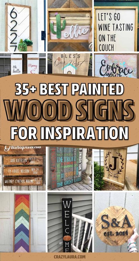 If you’re looking to make your own DIY wooden sign or just want some creative wood sign inspiration… check out these awesome examples! With everything from front porch welcome signs to wall art, you’ll find the perfect idea here! #woodsign #woodencraft #diy #diyideas Signs For Porch Wooden, Front Porch Decor Signs, Front Porch Sayings Signs Quotes, Waterproof Signs Diy, Diy Patio Signs, Porch Signs Diy How To Make, Wooden Hanging Signs For Outdoors, Welcome Diy Wood Sign, Wooden Porches Ideas