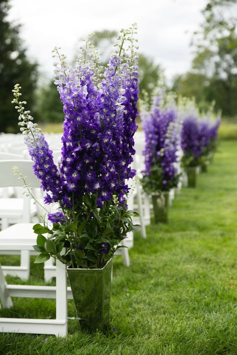 Tall Purple Aisle Flower Decor in Backyard Ceremony Aisle Decor Outdoor, Aisle Decor Outdoor, Ceremony Aisle Decor, Ceremony Aisle, Aisle Flowers, Ceremony Flowers, Aisle Decor, Inspirational Photos, Wedding 2015