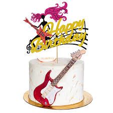 Music Note Birthday Cake, Guitar Cake Topper, Rock And Roll Theme, Musical Birthday Party, Music Party Decorations, Guitar Cake, Happy Birthday Cake Topper, Edible Cake Toppers, Theme Cake