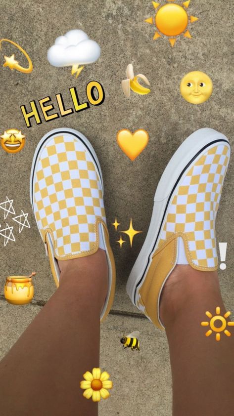 Vans Shoes Fashion, Vans Aesthetic, Cute Vans, Yellow Vans, Shoes Wallpaper, Vans Outfit, Artsy Photos, Artsy Pictures, Custom Vans