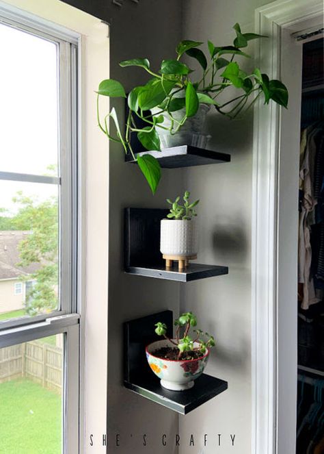 How to hang plant shelves on wall Corner Plant Shelf, Wall Mounted Plant Holder, Bathroom Wall Decor Ideas, Plant Holders Indoor, Wall Decor For Bathroom, Kids Bedroom Wall Decor, Wall Plant Holder, Decor For Bathroom, Wall Aesthetic