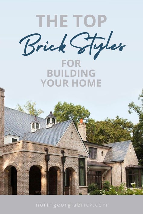 Brick for new home construction or remodeling, building material Cool Brick Houses, Choosing Brick Exterior, Old Style Brick Houses, French Provincial Brick Exterior, All Brick Farmhouse Exterior, Stone Exterior Houses French Country, Brick Arches Exterior Porches, Timeless Brick Exterior, Stone Vs Brick Exterior