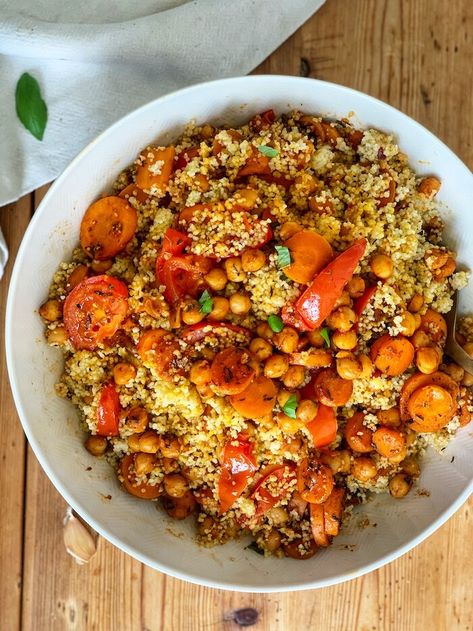 Chickpea Couscous Recipes, Chickpea And Couscous Recipes, Fall Couscous Recipes, Couscous With Chickpeas, Curry Couscous Recipes, Spicy Couscous Recipes, Hot Couscous Recipes, Moroccan Recipes Vegetarian, Vegetarian Couscous Recipes