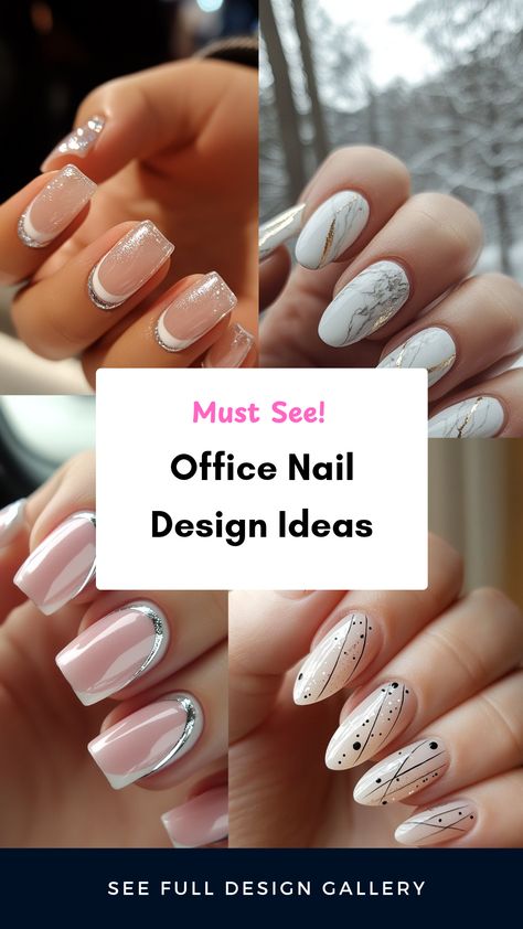 This pin showcases creative office nail design ideas using four distinct images. Perfect for professional environments, the nail styles range from classic to trendy, emphasizing a polished and stylish look for work. Professional Nail Designs, Monochrome Nails, Classic Nail Designs, Office Nails, Negative Space Nail Art, Negative Space Nails, Space Nails, Light Pink Nails, Stylish Nails Designs