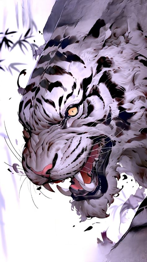 Tiger In The Wild, Tiger Art Wallpaper, White Tiger Art, Tiger Character, Konosuba Wallpaper, Cats Adorable, Tiger Artwork, Tiger Tattoo Design, Arte Peculiar