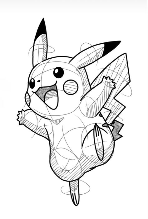 Pikachu Tattoo, Pokemon Painting, Emotional Painting, Pokemon Sketch, Superhero Coloring, Pokemon Tattoo, Black And White Art Drawing, Cartoon Sketches, Desenho Tattoo