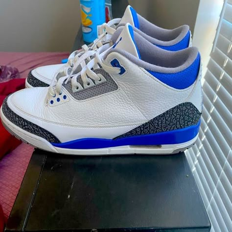 Racer blue Jordan 3’s 110 only accepting payments through cashapp right now ! Jordan 3 Racer Blue Outfit, Racer Blue 3s Outfit, Jordan 3s Blue, Blue Jordan 3, Jordan 3 Blue, Jordans 3, Jordan 3 Racer Blue, 4s Jordans, Zapatillas Nike Basketball