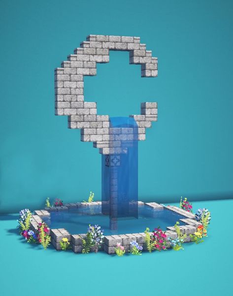 minecraft build Minecraft Mini Waterfall Ideas, Minecraft Waterfall Aesthetic, Water Fall Minecraft Ideas, Magical Minecraft Ideas, Minecraft Aesthetic Builds Tutorial, Minecraft Feywild, Cool Things To Build On Minecraft, Fairy Tree Minecraft, Moon Building Minecraft