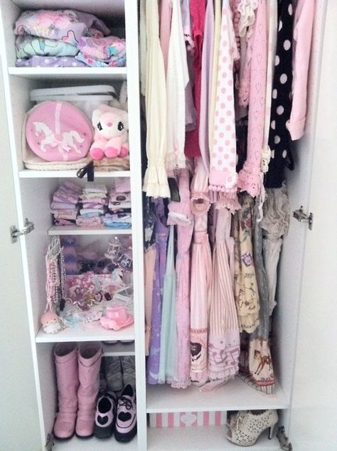 Kawaii Closet Ideas, Kawaii Closet, Kawaii Rooms, Wardrobe Display, Support A Small Business, Dressing Room Closet, Otaku Room, Beauty Room Decor, Night Photo