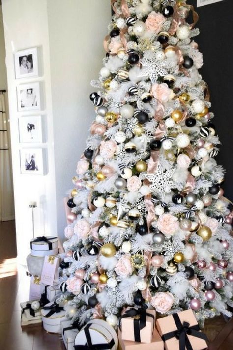 16 Affordable Faux Christmas Trees - Red Soles and Red Wine Rose Gold Christmas Decorations, Faux Christmas Trees, Christmas Living Room, Rose Gold Christmas, Glam Christmas, Elegant Christmas Trees, A White Christmas, Gold Christmas Decorations, Pink Christmas Decorations