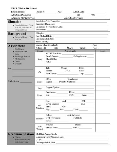 SBAR Nursing Report Sheet and Care Plan Template that is simple yet detailed enough to keep your shift hassle-free and organized. Print one or multiple pages per sheet on US Letter size paper for a snapshot of your patient's needs and plan of care. Great resource for new grads or nursing students during the clinical day.  Upon purchase, a digital PDF file will be sent for your personal printing. This is a digital file only - nothing physical will be sent. Customization may be available upon requ Nursing Assessment Documentation, Clinical Paperwork Nursing, Nursing Sbar Template, Patient Care Plan Template, Sbar Report Sheet, Care Plans Nursing Student, Sbar Nursing Template, Med Surg Report Sheet, Sbar Nursing