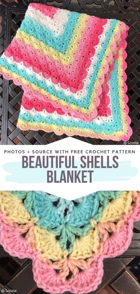 Unique Crochet Blanket Patterns Free, Crochet Quotes, Afghan Squares, Beautiful Shells, Crochet Baby Blanket Free Pattern, Crocheted Patterns, Skins Minecraft, Easy Knitting Projects, Confection Au Crochet