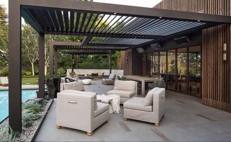 Patio Covers | Louvered Roofs | Sunrooms | San Jose Contractor | Exterior Perfections Louvered Patio, Covered Patio Plans, Covered Courtyard, Rooftop Design Ideas, Gazebo Porch, Patio Backyard Ideas, Deck Gazebo, Outdoor Room Ideas, Outdoor Bar Ideas