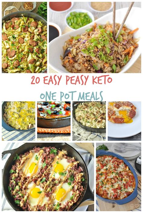 20 Easy Peasy Keto One Pot Meals | Your weeknights just got a lot easier with this delicious round up of easy peasy low carb, one pot keto recipes. Easy recipes for every meal. #onepot #weeknightdinner Keto One Pot Meals, Quick Keto Meals, Easy Keto Dinner Recipes, Peace Love And Low Carb, Easy Keto Dinner, Keto Dinner Recipes, Resep Diet, Keto Diet Menu, Low Carbohydrate Diet