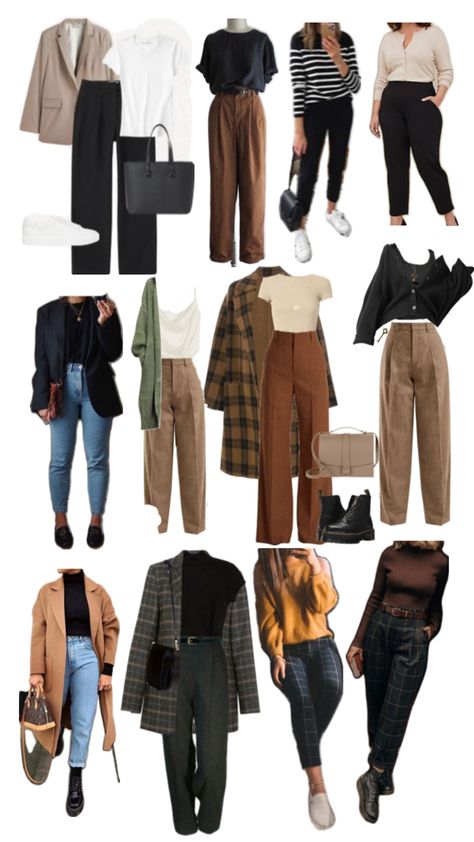 Autumn Style Curvy, Office Clothing Aesthetic, Pretty Outfits Autumn, Pretty Autumn Outfits, Book Convention Outfit, Fall Womens Work Outfits, Dark Academia Outfit Office, Cute Fall Professional Outfits, Dark Neutral Aesthetic Outfit