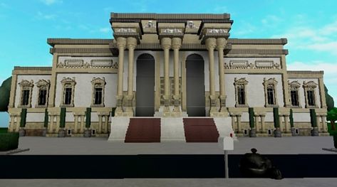 Bloxburg Victorian House, Big Mansions, Theatre Building, Japanese Town, Mediterranean Mansion, Mansion Exterior, House Plans With Pictures, Free House Design, House Decorating Ideas Apartments