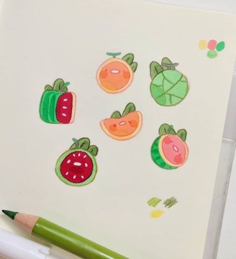 Japanese Doodles, Color Pencil Illustration, Colored Pencil Artwork, Animal Doodles, Cute Food Art, Art Painting Gallery, Cute Kawaii Drawings, Cute Doodle Art, Color Pencil Art