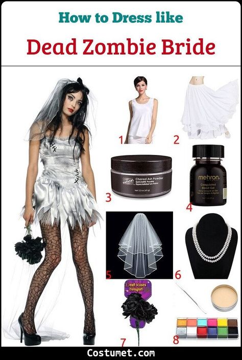 Cute Zombie Costume Women, Womens Zombie Costume Ideas, Zombie Bride Makeup Halloween, Diy Zombie Costume Women, Killer Bride Costume, Zombie Costume Women Diy, Zombie Bride Dress, Zombie Bride Halloween Costume, Zombie Costume Women