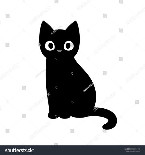 Cartoon black cat drawing. Simple and cute kitten silhouette, Halloween vector illustration.drawing#Simple#cat#Cartoon Black Cat Simple Drawing, Simple Black Cat Drawing, Black Kitty Drawing, Cats Drawing Simple, Black Cat Drawing Simple, Cute Black Cat Drawing, Kitten Silhouette, Cat Drawing Simple, Kids Mirror