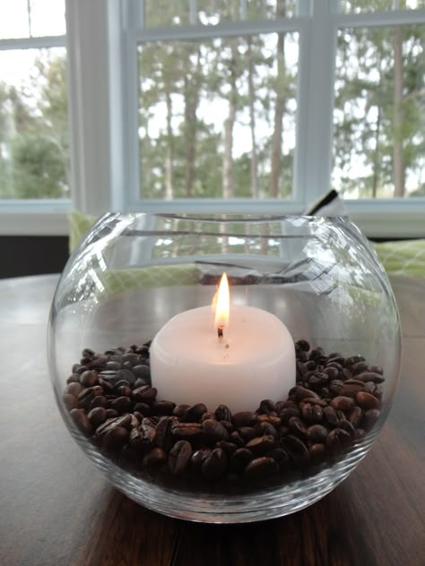 Candles Candy, Coffee Bean Candle, Classy Christmas Decor, Glass Bowl Decor, Bowl Decor, Vase Deco, Soya Mumu, Coffee Bar Home, Classy Christmas