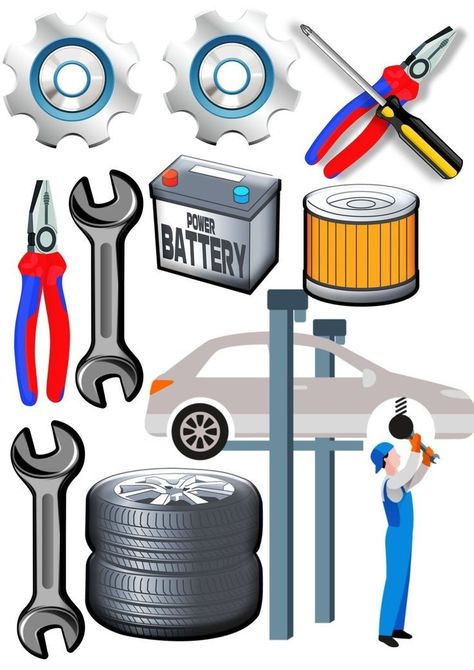 Car Mechanic Cake Topper Printable, Mechanic Cake Topper, Mechanics Birthday Party, Mechanics Birthday Cake, Bolo Crossfit, Mechanic Cake, Mechanics Birthday, Car Cake Toppers, Silhouette Cake Topper