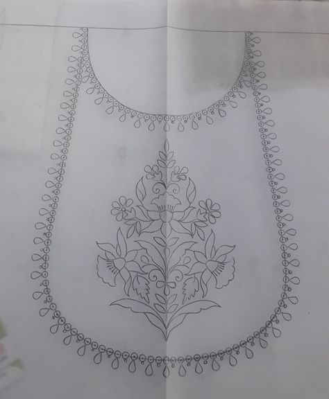 # neck Embroidery Trace Design, Embroidery Motifs Drawing, Chak Designs, Khakha Designs, Blouse Drawing, Hand Embroidery Patterns Free, Simple Hand Embroidery Patterns, Hand Beaded Embroidery, Simple Embroidery Designs