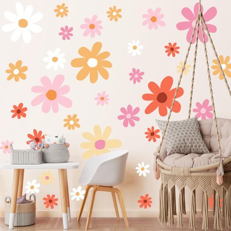 12 Sheets Daisy Wall Decals White Flower Wall Stickers Big Daisy Wall Stickers Peel and Stick Floral Stickers for Kids Girls Nursery Playroom Bedroom Living Room Wall Decor (Lovely Style) Daisy Decals, Wall Peel And Stick, Bedroom Wallpaper Accent Wall, Daisy Wall, Large Daisy, Floral Nursery Decor, Floral Wall Decals, Flower Wall Decals, Flower Wall Stickers