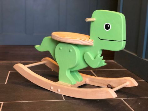 Dinosaur Children's Rocker Handmade Wood Rocker Baby | Etsy Wooden Childrens Furniture, Wood Toys Diy, Spring Toys, Kids Rocker, Wood Baby Toys, Wood Craft Patterns, Rocking Toy, Wooden Rocking Horse, Baby Rocker