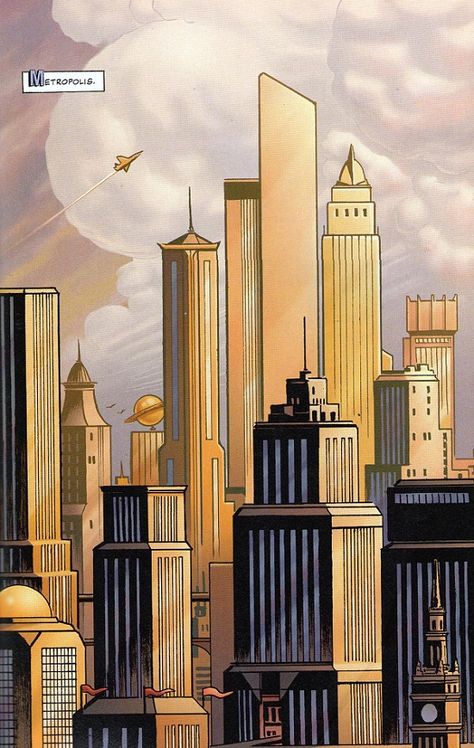 Metropolis Superman, New York Drawing, Art Deco City, Images Pop Art, Dark Deco, Batman Superman Wonder Woman, 동화 삽화, New York Graffiti, Tall Buildings