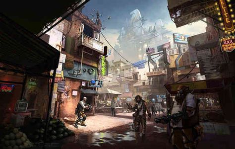 Great Cyberpunk - Anime City concepts for Lego! Delhi Market, Digital Art Inspiration, Sci Fi Landscape, Anime City, Cyberpunk Anime, Cyberpunk City, Arte Cyberpunk, Scene Art, Modern City