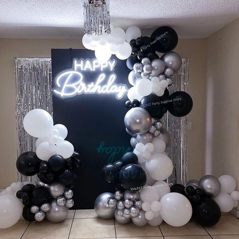 Balloon Arch Decorations, Decoration For Party, Birthday Decorations At Home, 18th Birthday Decorations, Decoration Backdrop, 16th Birthday Decorations, Party Supply Store, Birthday Event, Black Backdrop