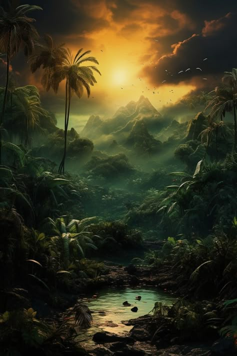 Jungle Hd Wallpaper, Naan Photography, Dark Fae Aesthetic, Kobe Bryant Iphone Wallpaper, Wild Background, Digital Scenery, Zpt Background, Fairytale Kingdom, Houses Nature